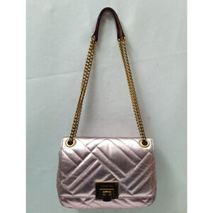 Michael Kors Metallic Pink Chain Strap Flap Closure Crossbody Bag